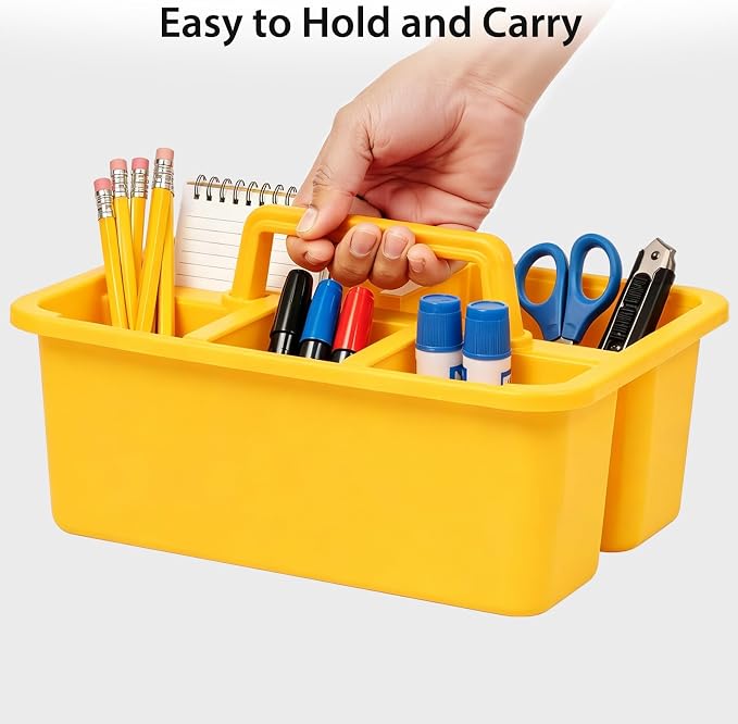 12 Pack Classroom Caddy, Plastic Caddies with Handle & Removable Dividers - Image 4