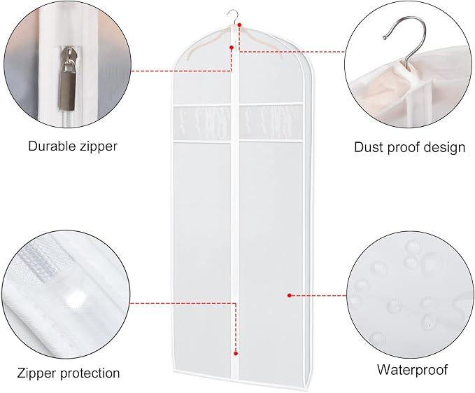 Zilink Long Dress Garment Bags for Storage Clear Coat Cover Bag 60 in,2Pack - Image 4