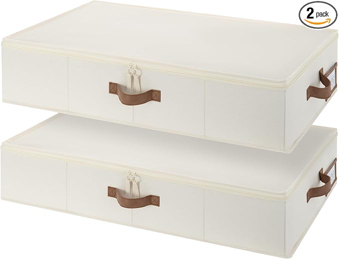 StorageWorks 6 Inch Low Profile Under Bed Clothes Storage Bins with Lids | Reinforced Structure, Resists Sagging, Handles & Label Holder, Foldable Stackable Closet Storage for Clothes, Blankets, Toys by StorageWorks