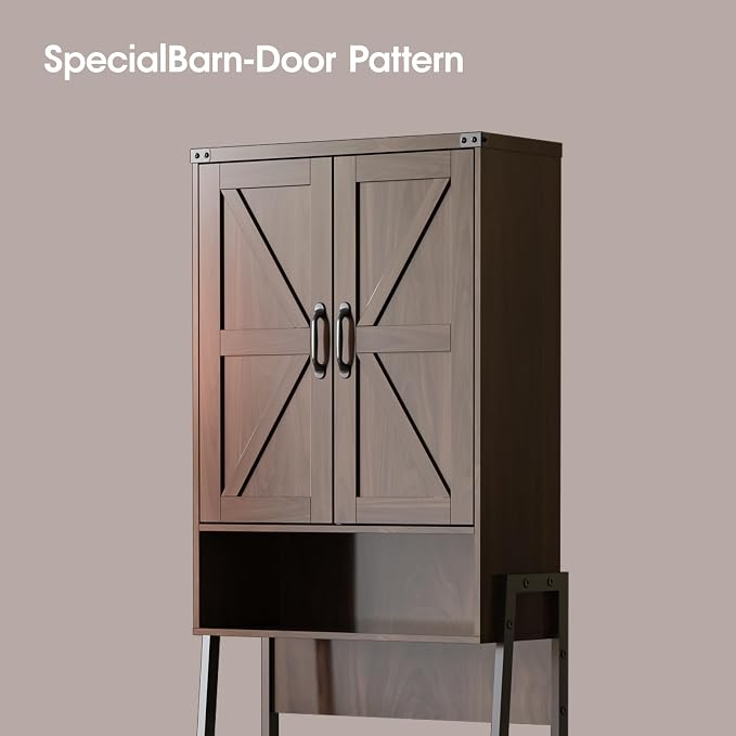 Vabches Over The Toilet Storage Cabinet with 2-Door Design Bathroom Organizers and Storage with Anti-Tip Device Over Toilet Organizer with Shelves for Bathroom,Restroom,Laundry Espresso - Image 7