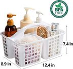 Portable Shower Caddy Basket Plastic Storage Basket with Compartments White - Image 5