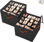 2 Pack Shoe Storage Organizer with Clear Lid for Closet Entryway ,Black by Fuonsyn