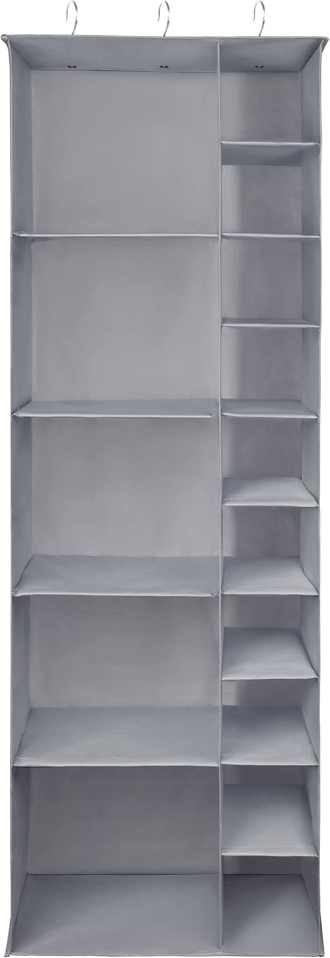 Libeder Shoe Organizer for Closet, 15 Shelf Hanging Closet Storage Shelves - 10 Shoe Rack Organizer and 5 Compartment for Clothes with 6 Side Mesh Pockets for Scarves Socks,Gloves, Grey - Image 3