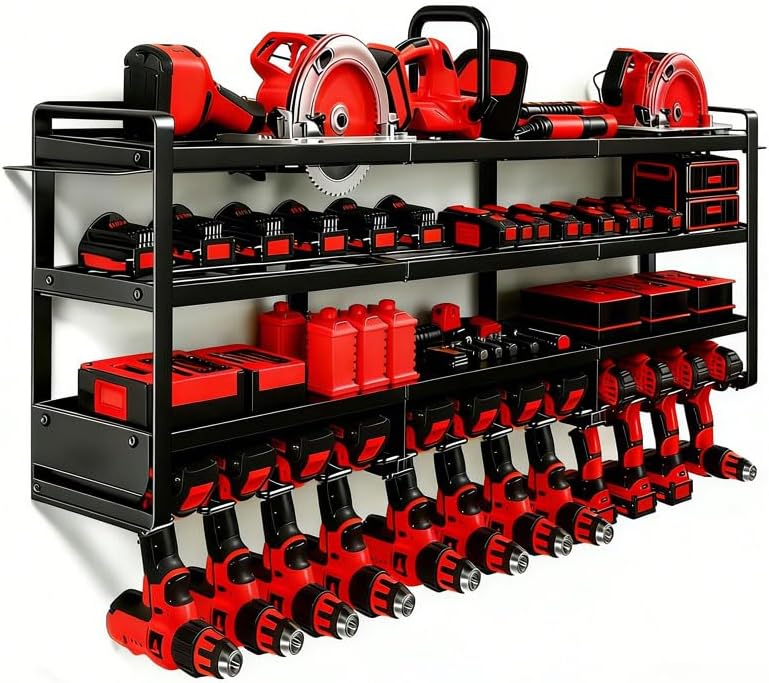 50" W Power Tool Organizer Wall Mount,Holds 12 Cordless Drills by Unknown