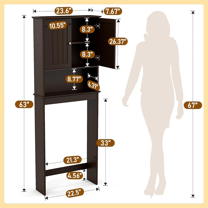 Over Toilet Storage Cabinet with Barn Door & Adjustable Shelves - Image 2