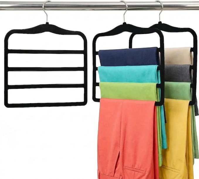2-Pack Velvet Pants Hangers - Space Saving Multi-Layer Non-Slip Closet Organizers for Jeans, Trousers & Scarves - Ideal Dorm Room Storage Solution for Small Spaces - Image 8