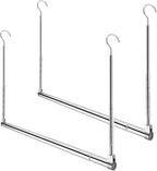 Adjustable Hanging Closet Rod, Extender Hanging Rod, Closet Hanging Organizer, Heavy Duty Closet Bar, Hanging Rod (2 Pack, Chrome) by Yeetburg