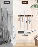AceMining 2 Pack Broom Holder Wall Mount, 4 Holders 4 Hooks Mop Holder - Image 2