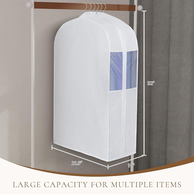 Univivi 32 Inch Cotton Hanging Garment Bag for Closet Storage 4 Pack, White - Image 6