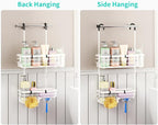 HapiRm Hanging Shower Caddy Organizer - No Drilling Shower Shelves with Hooks and Toothbrush Holder, Rustproof 304 Stainless Steel Bathroom Organizer - White - Image 5