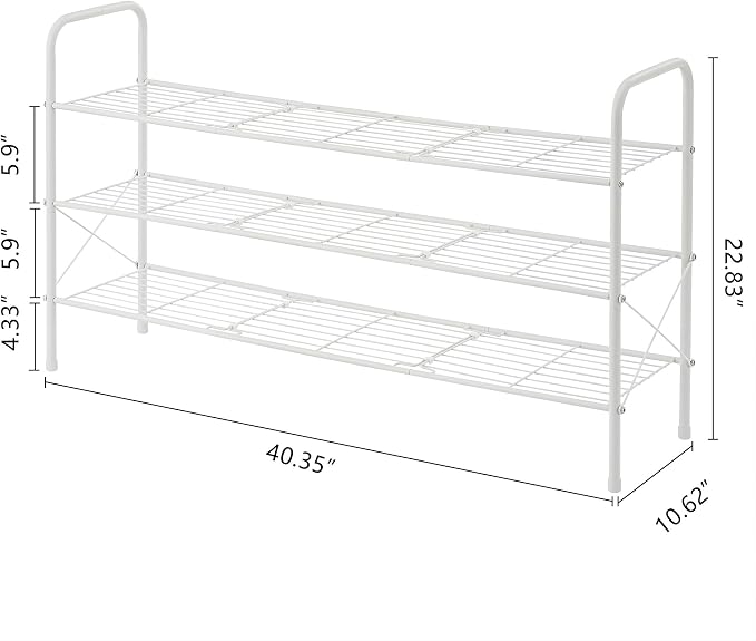 Hoctieon 3 Tier Durable Mesh Style Shoe Rack, Entryway Shoe Shelf, Shoe Rack FreeStanding, Shoe Storage Organizer, Shoe Rack for Closet, Space Save For bathroom, Hallway, Bedroom, Living Room, White - Image 3