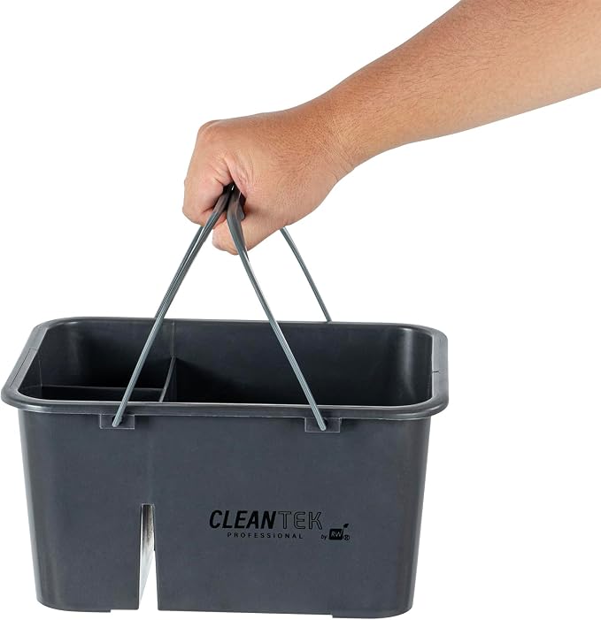 Restaurantware-Clean Tek Professional Cleaning Caddy, 1 Cleaning Supply Caddy With Handle - 4 Compartment, Multipurpose, Gray Plastic, All-Purpose, For Bathroom, Bedroom, Kitchen, Or Garden - Image 10