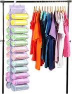 Legging Storage Bag Storage Hanger Can Holds 24 Leggings or Shirts Jeans Compartment Storage Hanger, Foldable Leggings Organizer Clothes Portable Closets Roll Holder (Light Purple) - Image 5