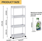 SPACEKEEPER Slim Rolling Storage Cart, 4 Tier Bathroom Cart Organizer, Gray - Image 4