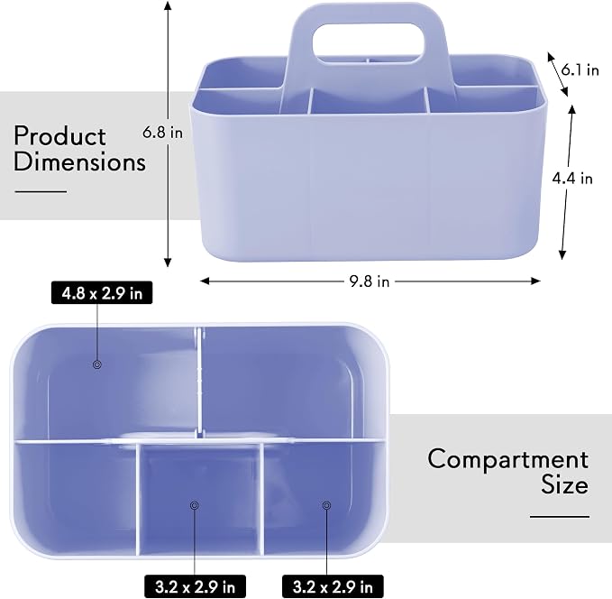 Tiawudi Multipurpose Caddy Organizer, Plastic Caddy with Handle, Stackable Desk Organizer for Stationery, Marker and Pencil, Office Supplies Organizer, Dorm Caddy - Image 2