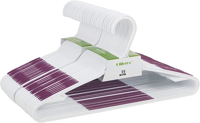 Plastic Clothes Hangers 30 Pack, Hangers with Grip Purple by Ollieroo