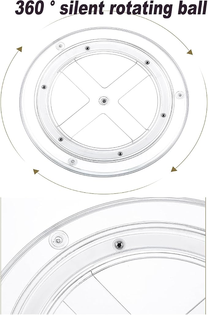 9.25 Inch Lazy Susan Turntable, Clear Plastic Spinning Organizer for Cabinet, Fridge, 360° Rotation, Easy to Clean, Kitchen, Bathroom, Vanity Countertop Storage Solution (Clear, 9.25inch 1 Tier) - Image 3