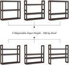 Domax Bamboo Bathroom Shelf 3-Tier Wall Mount Storage Rack Multifunctional Adjustable Layer Free Standing Over Toilet Utility Shelves Living Room Kitchen (Brown) - Image 5