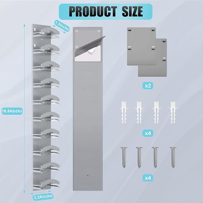 Hat Organizer for Baseball Caps 2Pack, Hat Rack for Wall with Strong Adhesive Hold up to 20 Hats, Hat Hanger Holder Display for Door Closet, Cap Organizer Storage Multilayer Two Mounting Option(Grey) - Image 7