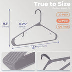 HOUSE DAY Grey Plastic Hangers 60 Pack, Slim Space-Saving Clothes Hangers - Image 3