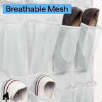 GORILLA GRIP Over the Door Shoe Organizer, 24 Large Pockets, White | Breathable Mesh Pocket, Space Saving Hanging Storage Holder, Closet Rack Hanger for Shoes, Pantry and Bathroom Accessories - Image 5