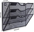 EASEPRES 3 Pocket Mesh Hanging Wall File Organizer, Wall Mounted Mail Paper Document Folder Holder, Clipboard Storage Organization Magazine Rack with Nametag Label for Office Home School, Black - Image 2