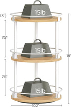 YATINEY 3-Tier Lazy Susan Organizer, Rotating Spice Rack, Spinning Organizer, Industrial Turntable Spice Rack Organizer for Cabinet, Kitchen Countertop, Pantry, White and Natural SR23WN - Image 9