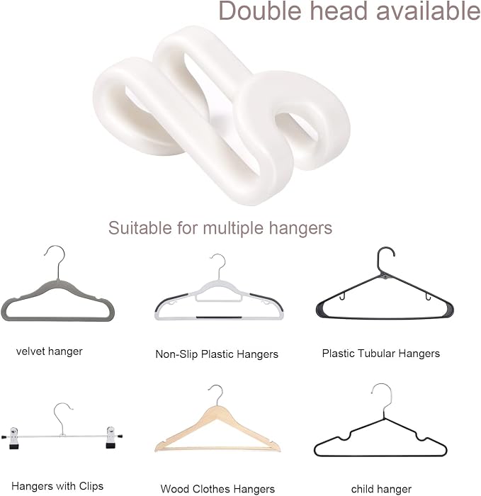 Mlici 60 Pc Space Saving Hanger Connector Hooks for Closet Organizer, White - Image 8