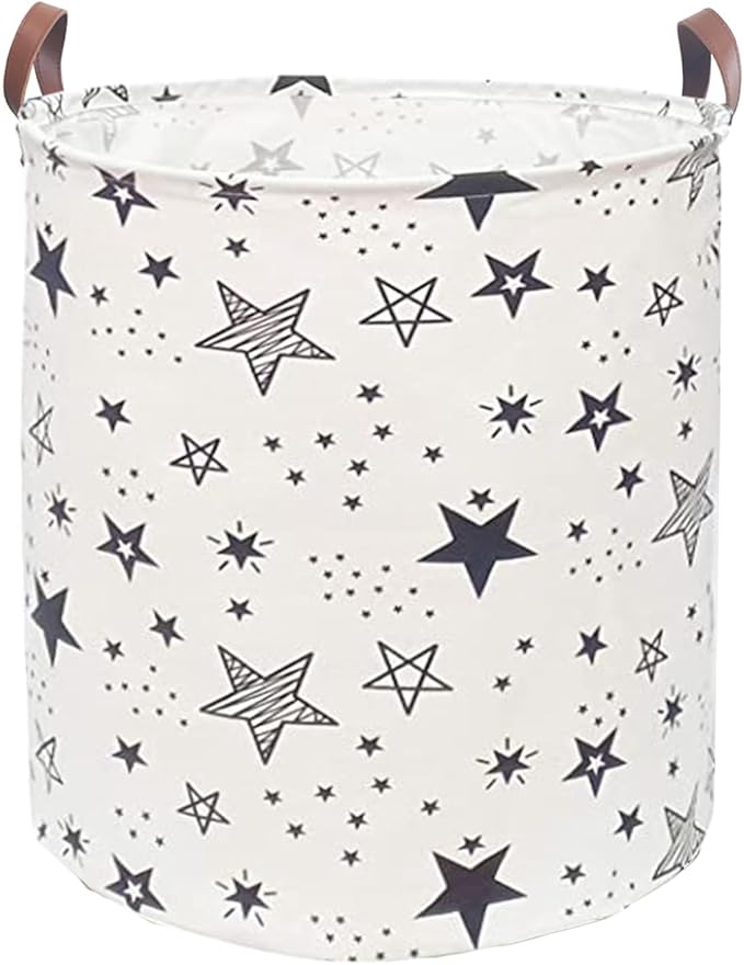 Waterproof Laundry Hamper Collapsible Laundry Basket Leather Handle Laundry Bag Large Clothes Storage Toy Organization for Bathroom Bedroom Laundryroom College Dorms (Caisanjiao-001) by %E2%80%8ETeLUVHome