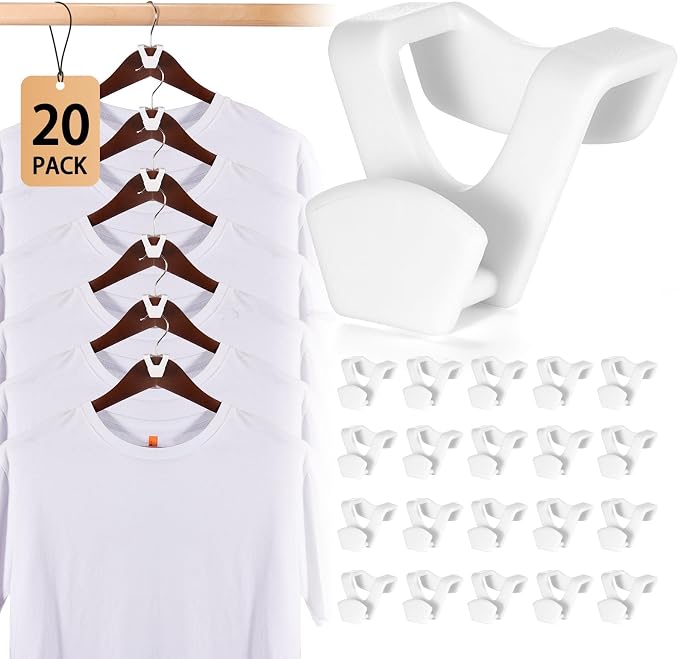 HOUSE DAY Space Saving Hangers 20 Pack, Clothes Hanger Connector Hooks | Heavy Duty Closet Space Saver, Small Space Solutions, Cascading Dorm Room Closet Organizer and Storage - White by HOUSEDAY
