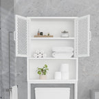 Launica 65 Inch Over The Toilet Storage Cabinet Wood and Metal White Oak - Image 7