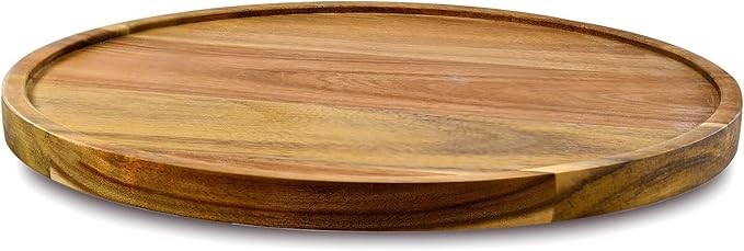 10" Acacia Wood Lazy Susan Organizer Kitchen Turntable for Cabinet Pantry Table Organization by AUAM
