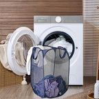 2 Pack Pop Up Laundry Hampers, Collapsible Mesh Laundry Basket, Foldable Clothes Hampers for Bathroom, College Dorm, Travel (Navy Blue) - Image 3