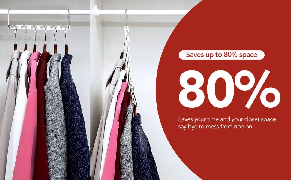 Space Saving Hangers, Shirt Hanger, Metal Hangers for Clothes, Space Saver for Hanging Clothes, Sturdy Metal Wardrobe Organizer, Pack of 10 - Image 7