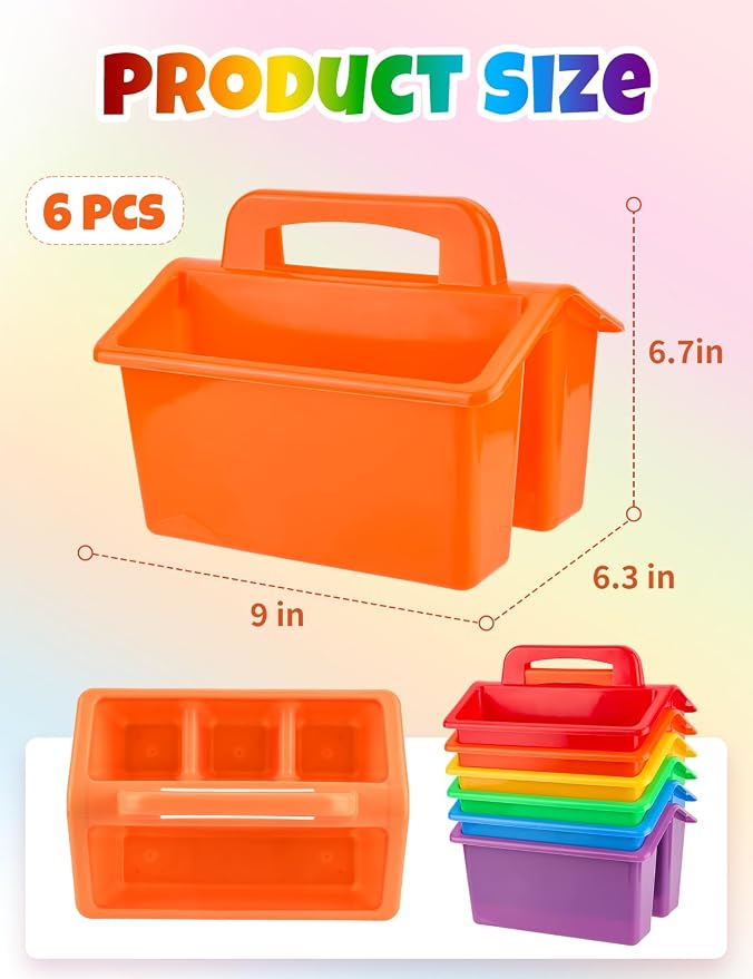 6 Pack Classroom Caddy Organizer with Handle, Table Caddy Classroom - Image 7