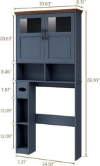 Vabches Over The Toilet Storage Cabinet with Doors & Paper Holder, Blue - Image 2