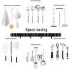 Black Broom Holder Wall Mount, 5 Racks 4 Hooks Mop and Broom Organizer - Image 7