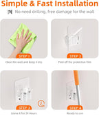 8 PackBroom Holder Wall Mount, New Version Adhesive Mop and Broom Holder Wall Mount, Super Anti-Slip Broom Hanger Mop Organizer Wall Hanging for Bathroom, Kitchen, Laundry Room - Image 4
