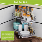 Blind Corner Cabinet Pull Out Organizer, Soft Close Swing Right Pull Out Cabinet Organizer 36inch, Corner Cabinet Lazy Susan for Corner Cabinet Blind Shelf, 2 Tiers Tray, Adjustable Height - Image 6