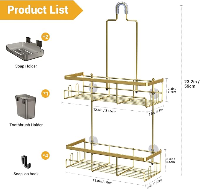 Hanging Shower Caddy Over Showerhead - Rustproof No Drill Shower Organizer - Image 6
