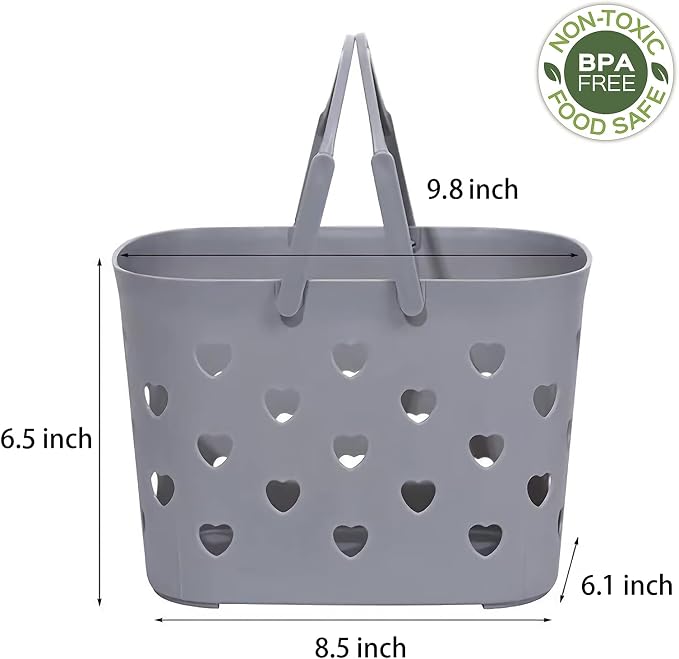 Portable Shower Caddy with handle Plastic Shower Basket Organizer, Grey - Image 6