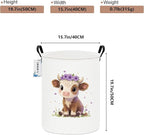 Round Cute calf Laundry Hamper Waterproof Fabric Home Storage - Image 2