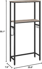 HOOBRO Over-The-Toilet Storage, 2-Tier Bathroom Organizer Over Toilet, Bathroom Shelves with Toilet Paper Holder and Hooks, Freestanding Storage Shelf, Space Saver, Greige and Black BG49TS01 - Image 2