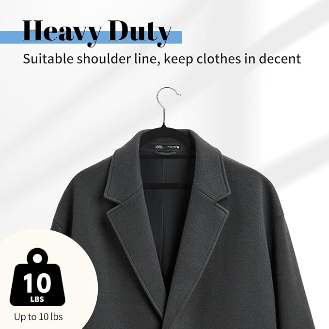 Smartor Black Velvet Hangers 120 Pack, Non-Slip Clothes Hanger with Tie Bar - Image 6