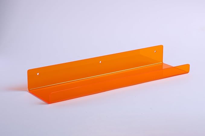 upsimples 4 Pcs 15" Acrylic Shelves for Wall Decor and Display, Orange - Image 7