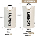 DOKEHOM 90L Large Laundry Basket Bag, Collapsible Tall Hamper, Beige - Image 3
