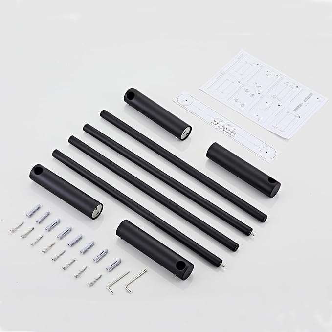 Towel Racks for Bathroom, NEWRAIN Wall Mounted Stainless Steel Organizer, Matte Black Rolled Towel Storage Wall-Mounted Bath Towel Holder for Folded Large Towel Washcloths ﻿ - Image 7