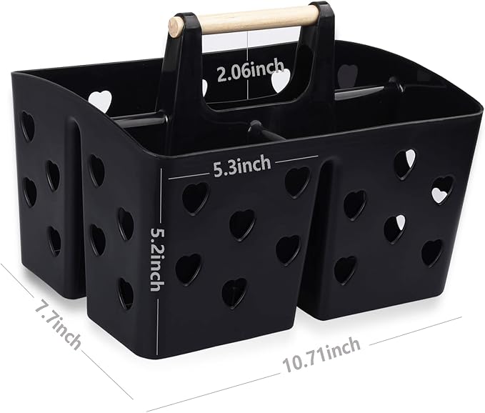 Portable Shower Caddy Plastic Shower Basket Organizer with Handle, Black - Image 6