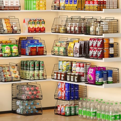 5 Pack XXL Stackable Wire Storage Basket, Extra Large Capacity Pantry Organizer and Storage, Muti-Purpose for Fruit Vegetable Basket & Toy Bin & Snack Organizer - Image 2