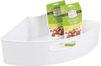 iDesign Recycled Plastic 1/4 Wedge Lazy Susan Turntable Organizer with Handle, Pantry, Bathroom, General Storage and More – 16.5" x 11" x 4", White by iDesign